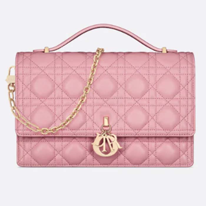 Dior Women CD Miss Dior Top Handle Bag Melocoton Pink Cannage Lambskin