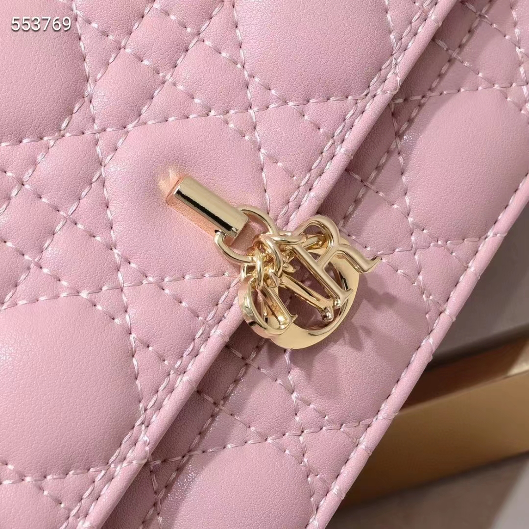 Dior Women CD Miss Dior Top Handle Bag Melocoton Pink Cannage Lambskin