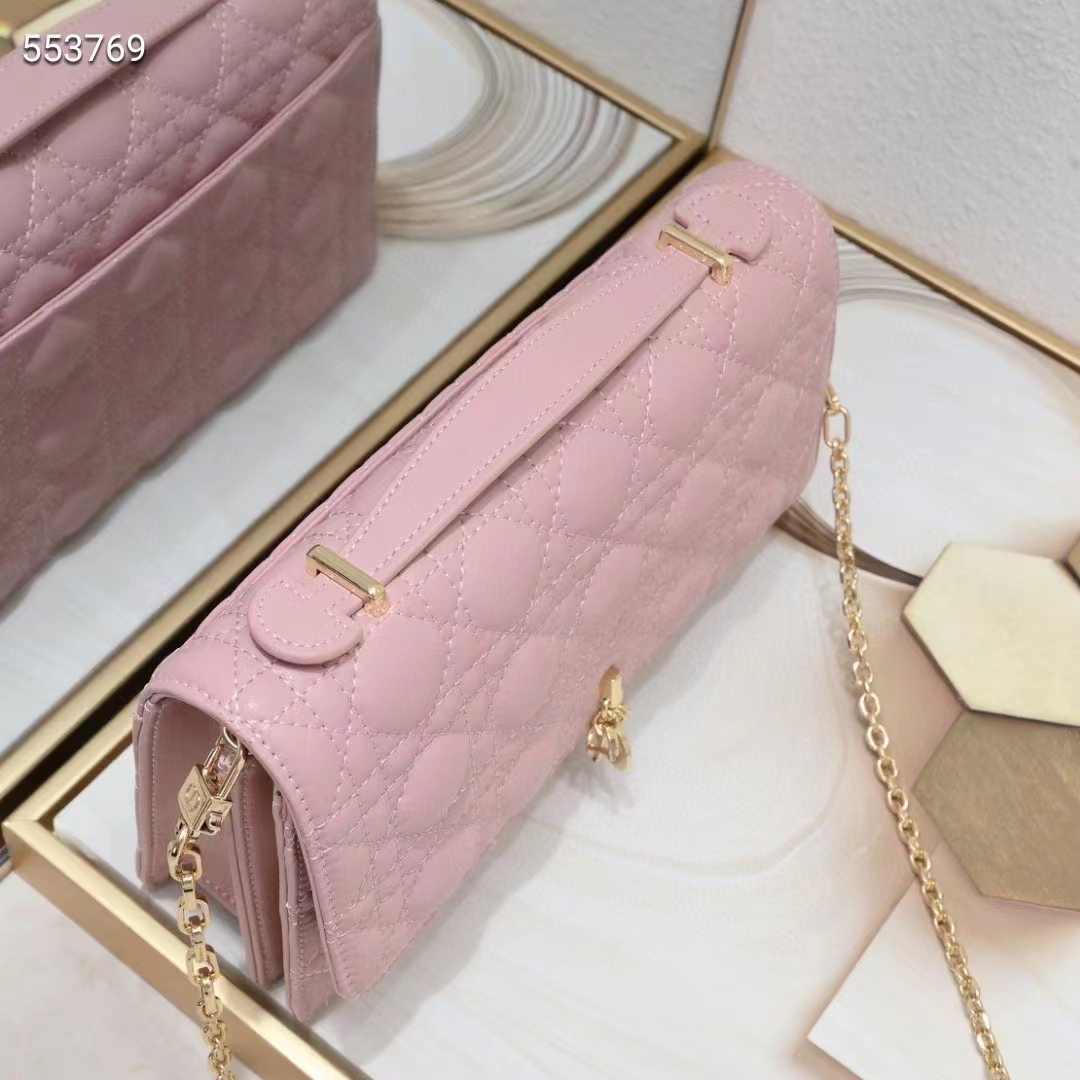 Dior Women CD Miss Dior Top Handle Bag Melocoton Pink Cannage Lambskin