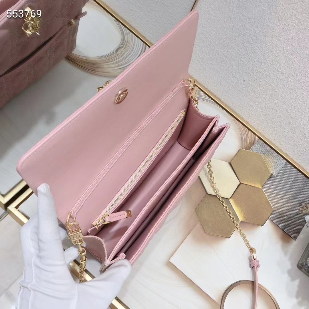 Dior Women CD Miss Dior Top Handle Bag Melocoton Pink Cannage Lambskin