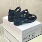 Dior Women CD Shoes D-Doll Pump Black Shiny Calfskin 5.5 CM Heel - Image 5