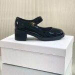 Dior Women CD Shoes D-Doll Pump Black Shiny Calfskin 5.5 CM Heel - Image 2