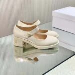 Dior Women CD Shoes D-Doll Pump White Shiny Calfskin 5.5 CM Heel – Image 2