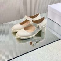 Dior Women CD Shoes D-Doll Pump White Shiny Calfskin 5.5 CM Heel (11)