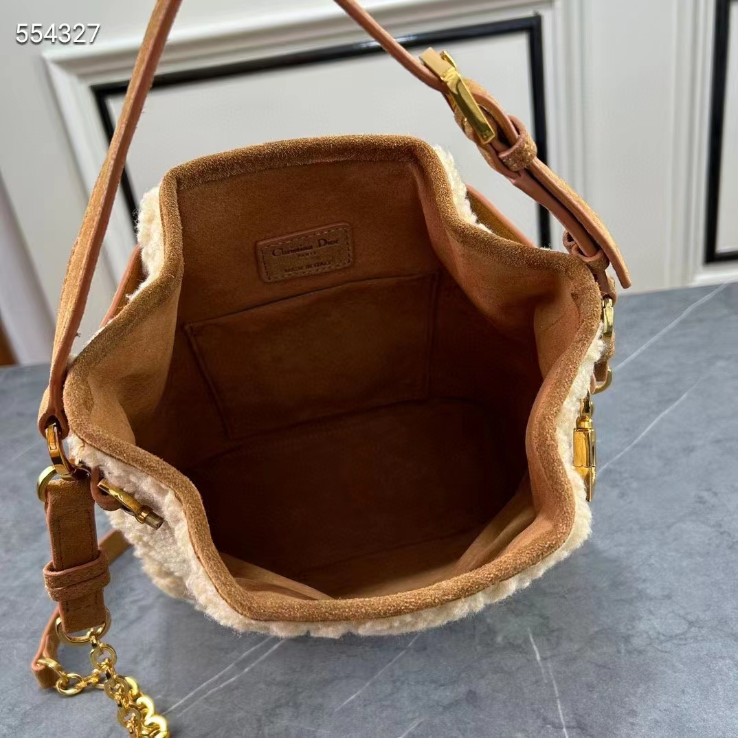 Dior Women CD Small C’est Dior Bag Natural Cannage Shearling Reference: M2272UMGB_M925