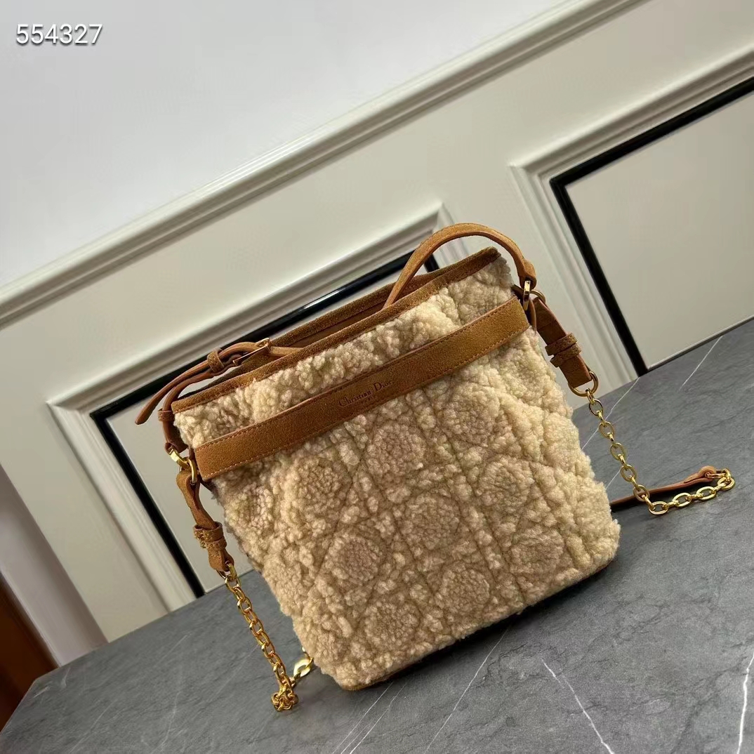 Dior Women CD Small C’est Dior Bag Natural Cannage Shearling Reference: M2272UMGB_M925