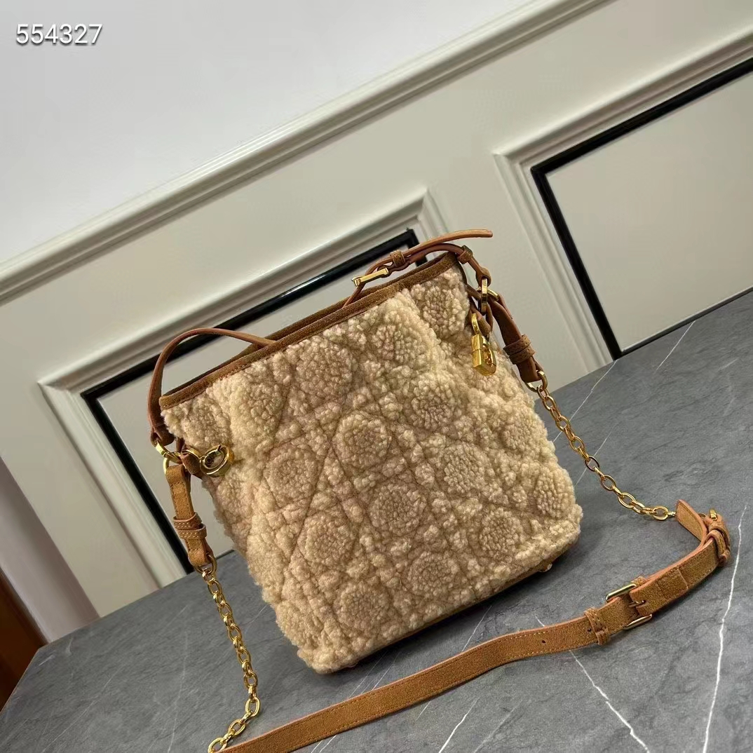 Dior Women CD Small C’est Dior Bag Natural Cannage Shearling Reference: M2272UMGB_M925