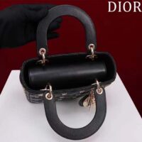 Dior Women CD Small Lady Dior Bag Black Cannage Lambskin Gold-Finish Butterfly Studs (8)