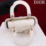 Dior Women CD Small Lady Dior Bag White Cannage Lambskin Gold-Finish Butterfly Studs - Image 5