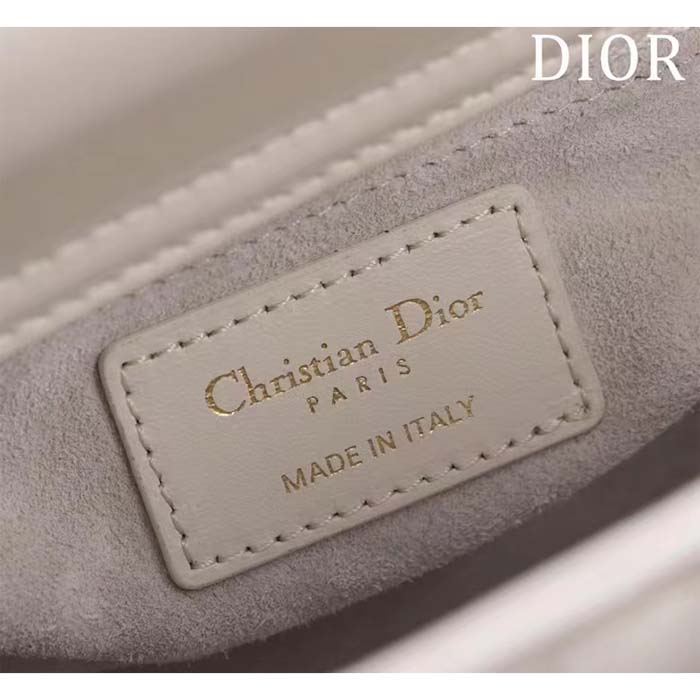 Dior Women CD Small Lady Dior Bag White Cannage Lambskin Gold-Finish Butterfly Studs (3)