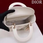 Dior Women CD Small Lady Dior Bag White Cannage Lambskin Gold-Finish Butterfly Studs - Image 6