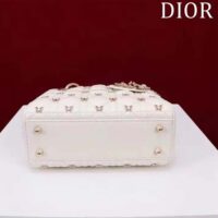 Dior Women CD Small Lady Dior Bag White Cannage Lambskin Gold-Finish Butterfly Studs (2)