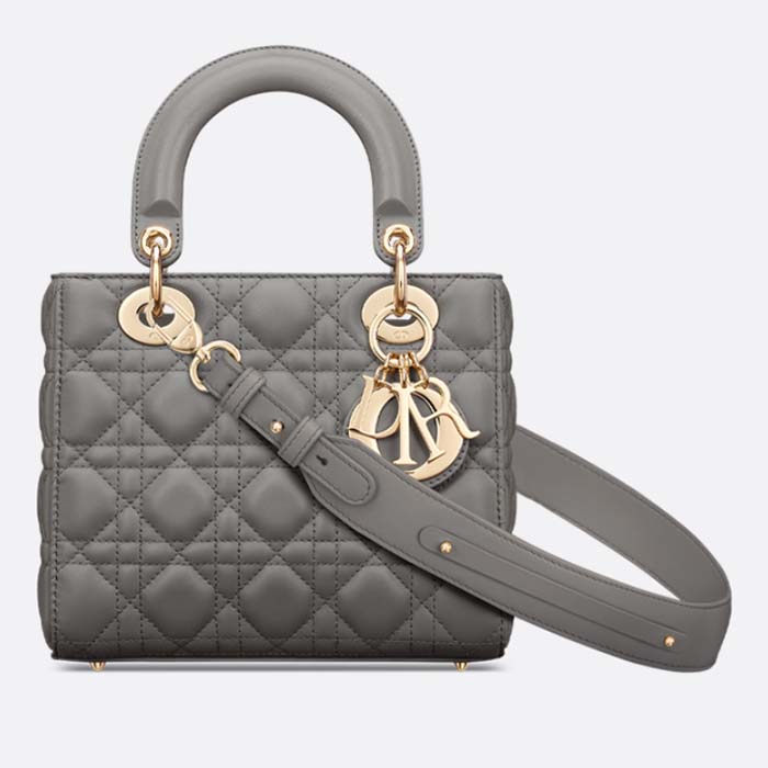 Dior Women CD Small Lady Dior My ABCDior Bag Stone Gray Cannage Lambskin Reference M0538ONGE_M41G