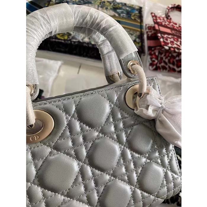 Dior Women CD Small Lady Dior My ABCDior Bag Stone Gray Cannage Lambskin Reference M0538ONGE_M41G (10)