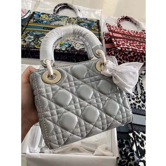Dior Women CD Small Lady Dior My ABCDior Bag Stone Gray Cannage Lambskin Reference M0538ONGE_M41G (3)