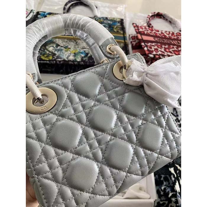 Dior Women CD Small Lady Dior My ABCDior Bag Stone Gray Cannage Lambskin Reference M0538ONGE_M41G (7)