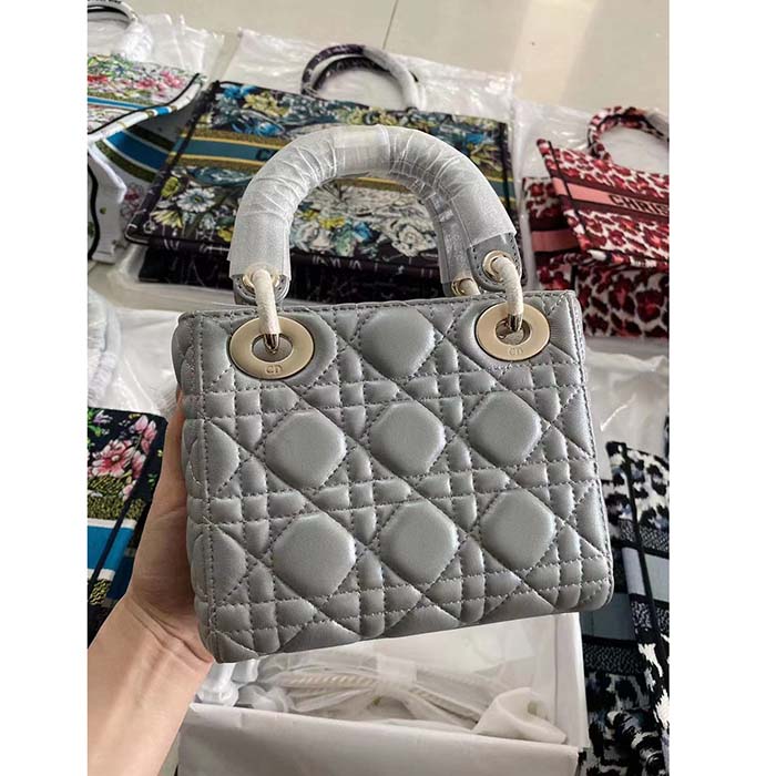 Dior Women CD Small Lady Dior My ABCDior Bag Stone Gray Cannage Lambskin Reference M0538ONGE_M41G (8)
