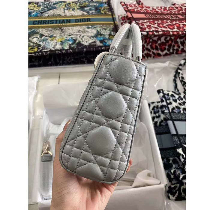 Dior Women CD Small Lady Dior My ABCDior Bag Stone Gray Cannage Lambskin Reference M0538ONGE_M41G (9)