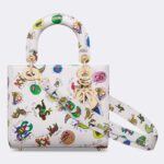 Dior Women CD Small Lady My ABCDIOR Bag White Multicolor Calfskin Dragon Zodiac Print