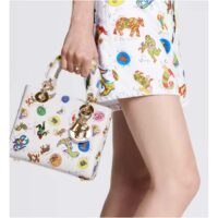 Dior Women CD Small Lady My ABCDIOR Bag White Multicolor Calfskin Dragon Zodiac Print (2)