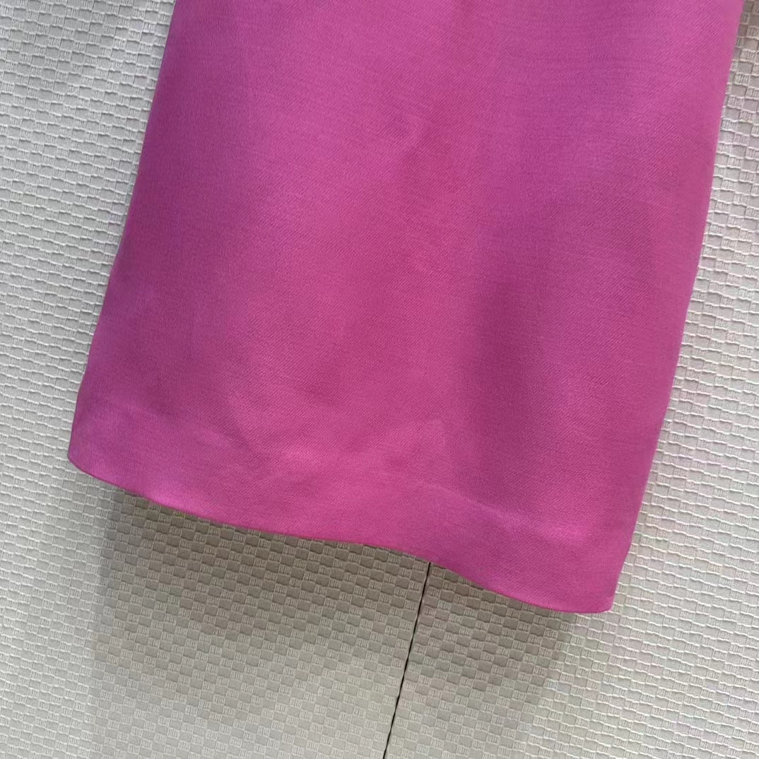 Dior Women CD Straight Dress Pink Wool Silk Back Zip Closure Side Welt Pockets (10)