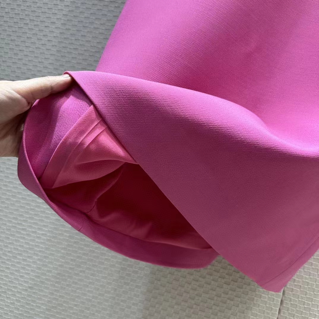 Dior Women CD Straight Dress Pink Wool Silk Back Zip Closure Side Welt Pockets (14)