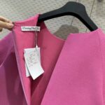 Dior Women CD Straight Dress Pink Wool Silk Back Zip Closure Side Welt Pockets – Image 10