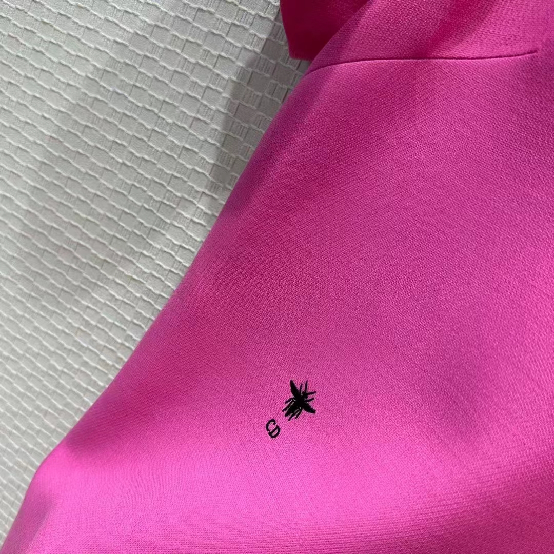 Dior Women CD Straight Dress Pink Wool Silk Back Zip Closure Side Welt Pockets (2)