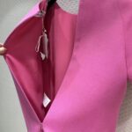Dior Women CD Straight Dress Pink Wool Silk Back Zip Closure Side Welt Pockets – Image 12