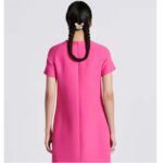 Dior Women CD Straight Dress Pink Wool Silk Back Zip Closure Side Welt Pockets – Image 17