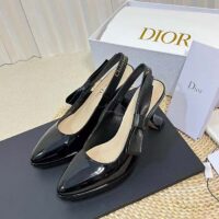 Dior Women CD Sweet-D Slingback Pump Black Patent Shiny Calfskin (5)