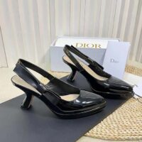 Dior Women CD Sweet-D Slingback Pump Black Patent Shiny Calfskin (5)