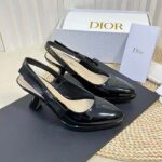 Dior Women CD Sweet-D Slingback Pump Black Patent Shiny Calfskin - Image 2