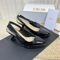 Dior Women CD Sweet-D Slingback Pump Black Patent Shiny Calfskin (5)