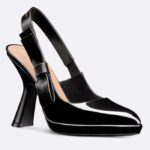 Dior Women CD Sweet-D Slingback Pump Black Patent Shiny Calfskin