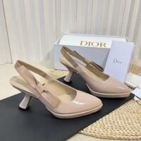 Dior Women CD Sweet-D Slingback Pump Nude Patent Shiny Calfskin 10.5 CM Heel (7)