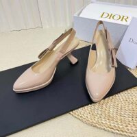 Dior Women CD Sweet-D Slingback Pump Nude Patent Shiny Calfskin 10.5 CM Heel (7)