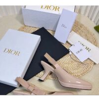 Dior Women CD Sweet-D Slingback Pump Nude Patent Shiny Calfskin 10.5 CM Heel (7)