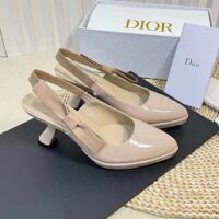 Dior Women CD Sweet-D Slingback Pump Nude Patent Shiny Calfskin 10.5 CM Heel (7)