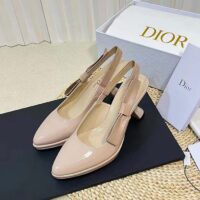 Dior Women CD Sweet-D Slingback Pump Nude Patent Shiny Calfskin 10.5 CM Heel (7)