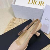 Dior Women CD Sweet-D Slingback Pump Nude Patent Shiny Calfskin 10.5 CM Heel (7)