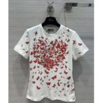 Dior Men CD T-Shirt White Cotton Jersey Red Le Cœur Des Papillons Motif - immagine 2