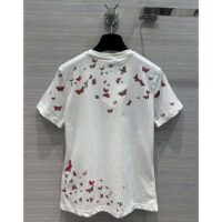 Dior Women CD T-Shirt White Cotton Jersey Red Le Cœur Des Papillons Motif (9)