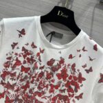 Dior Men CD T-Shirt White Cotton Jersey Red Le Cœur Des Papillons Motif - immagine 6