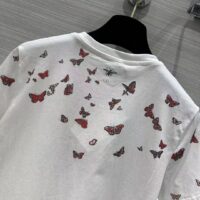 Dior Women CD T-Shirt White Cotton Jersey Red Le Cœur Des Papillons Motif (9)