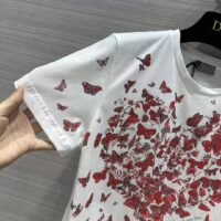 Dior Women CD T-Shirt White Cotton Jersey Red Le Cœur Des Papillons Motif (9)