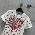 Dior Men CD T-Shirt White Cotton Jersey Red Le Cœur Des Papillons Motif - immagine 4
