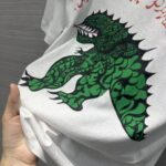 Dior Women CD T-Shirt White Cotton Linen Jersey Green Dragon Motif - Bild 4