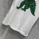 Dior Women CD T-Shirt White Cotton Linen Jersey Green Dragon Motif - Bild 6