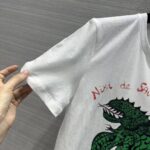 Dior Women CD T-Shirt White Cotton Linen Jersey Green Dragon Motif - Bild 9